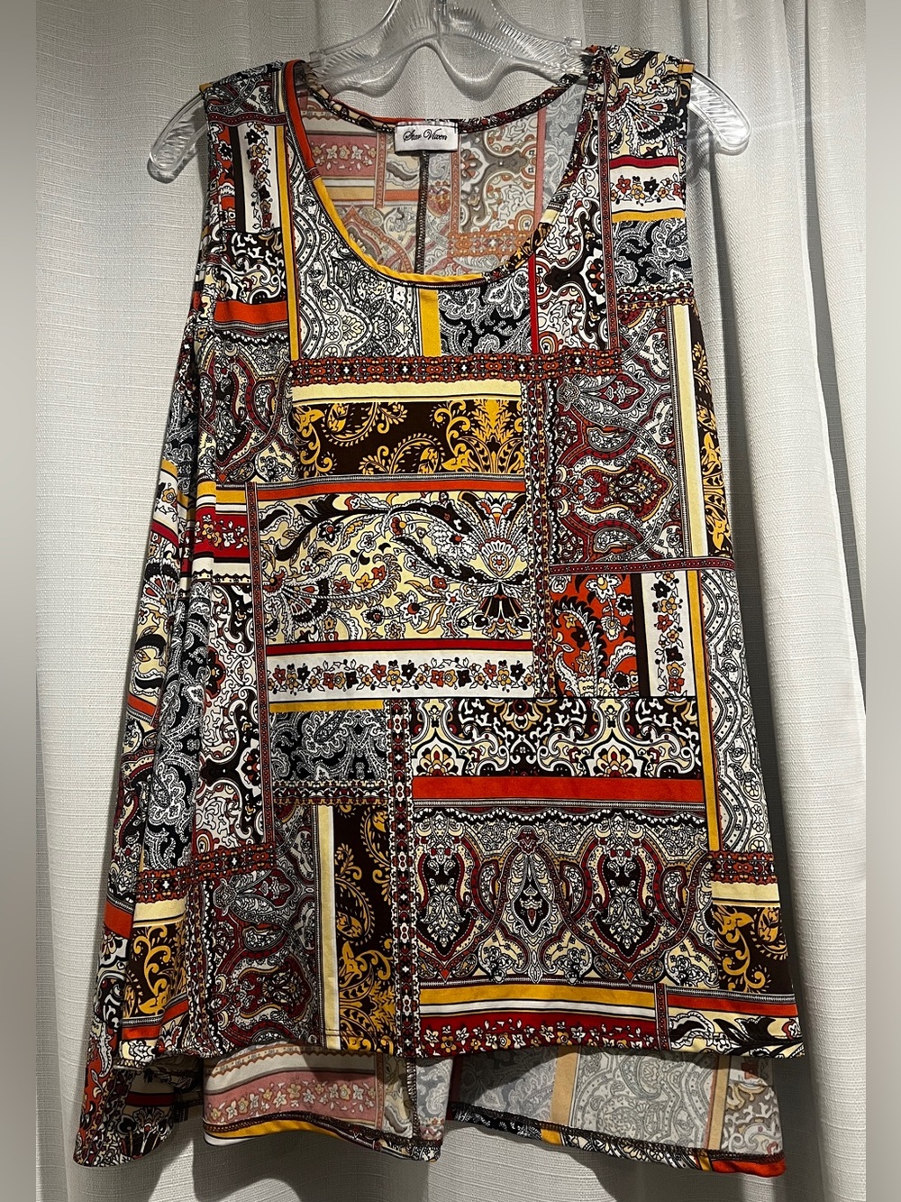 Star Vixen Red, Yellow, Orange and Cream Paisley Patchwork Tank